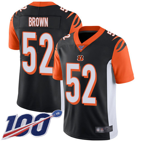 Cincinnati Bengals Limited Black Men Preston Brown Home Jersey NFL Footballl 52 100th Season Vapor Untouchable